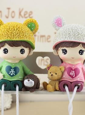 卡通呆萌吊脚娃娃创意情侣家居摆件玄关酒柜卧室装饰品生日礼物