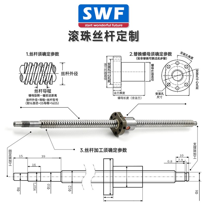 厂家手摇滚珠丝杆手摇套件升降丝杠套装B1605手动2005螺母2510手