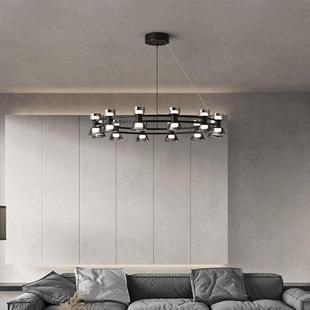 电商供货意式 轻奢客厅圆环吊灯设计师现代别墅样板房全铜玻璃灯具