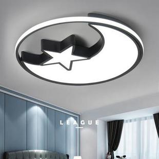 卧室灯简约现代led吸顶灯黑白星月儿童房灯个性 2018 创意灯具新款