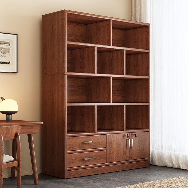 家用书柜置物架防尘收纳柜子落地带门多层展示柜客厅柜子靠墙书架