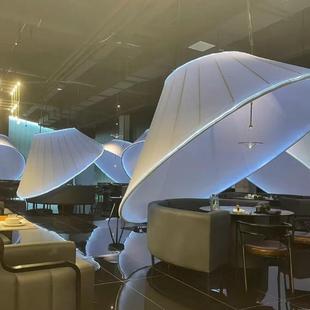 设计师咖啡馆吊灯酒店餐厅烤肉火锅店餐桌圆形布艺灯中式茶楼灯具