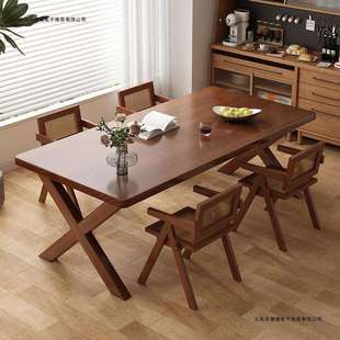 送货上门家用加厚饭桌子小户型现代简约餐桌椅组合实木长方形餐桌