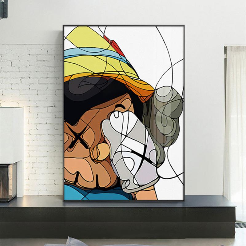 kaws潮流玄关装饰画现代风巨幅匹诺曹艺术落地画大幅走廊过道挂画