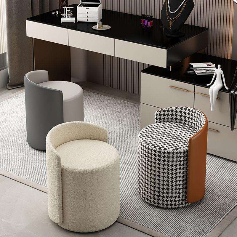 轻奢风高级化妆凳女生卧室梳妆台椅子现代简约美甲顾客靠背圆凳子