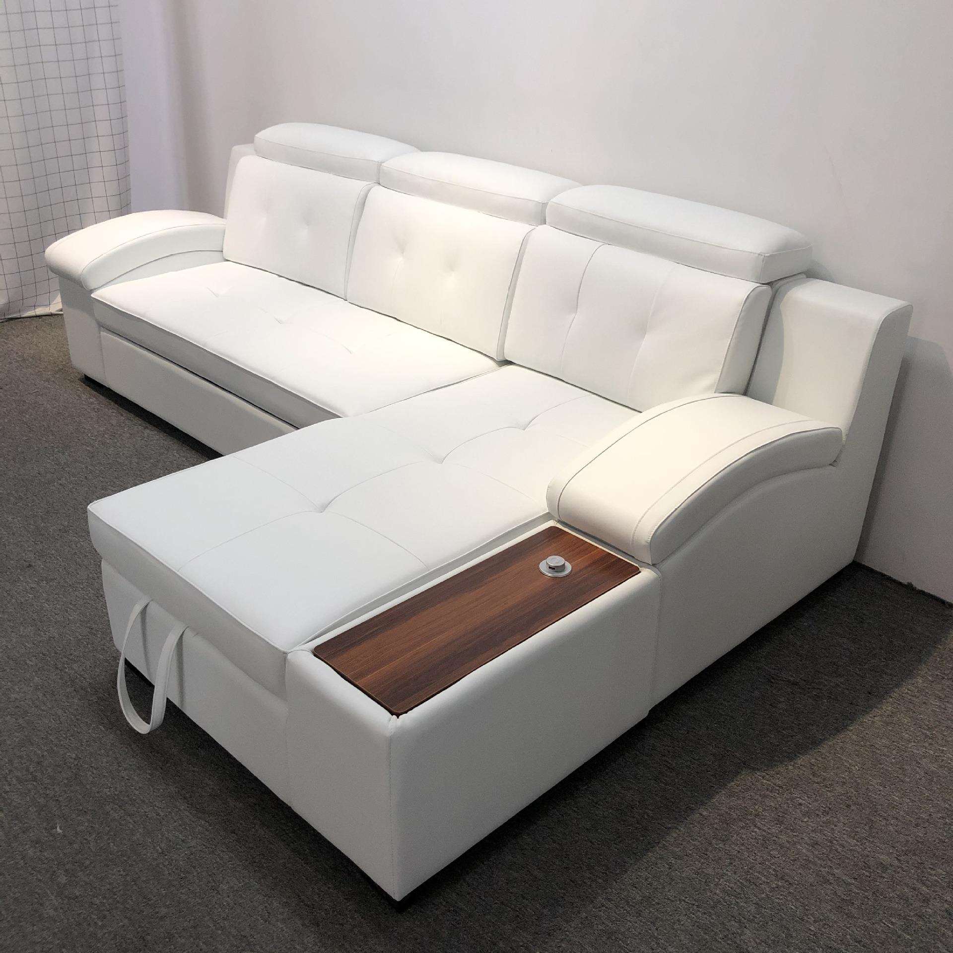 中小户型可折叠双人客厅两用多功能北欧现代组合贵妃皮艺沙发床