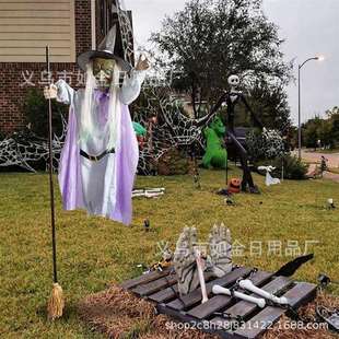 Props 万圣装 Garden Witch 饰花园扫把女巫悬空 Flying Halloween
