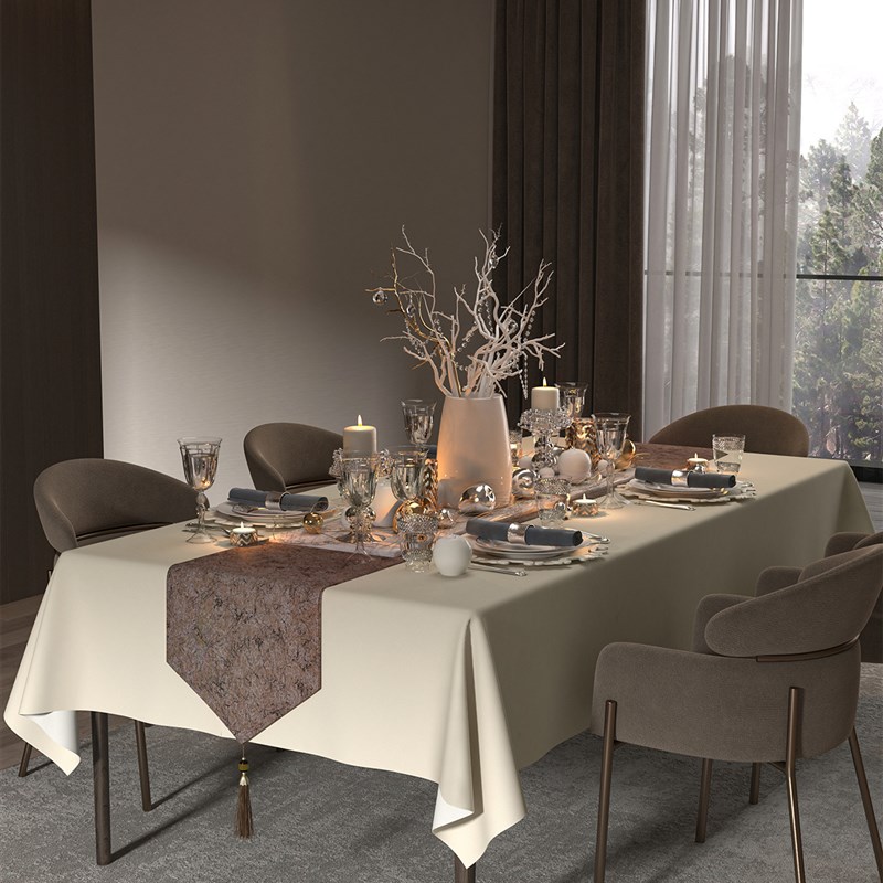 GULAN古兰桌旗防油防水皮革轻奢高端现代O简约高级感长条茶几布