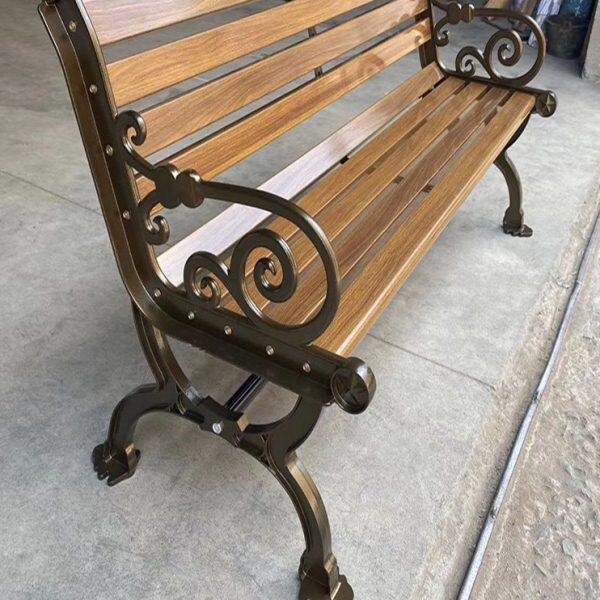 座椅户外庭院室外公园椅铝长椅子铸实木长凳铝合金加厚休闲防腐木