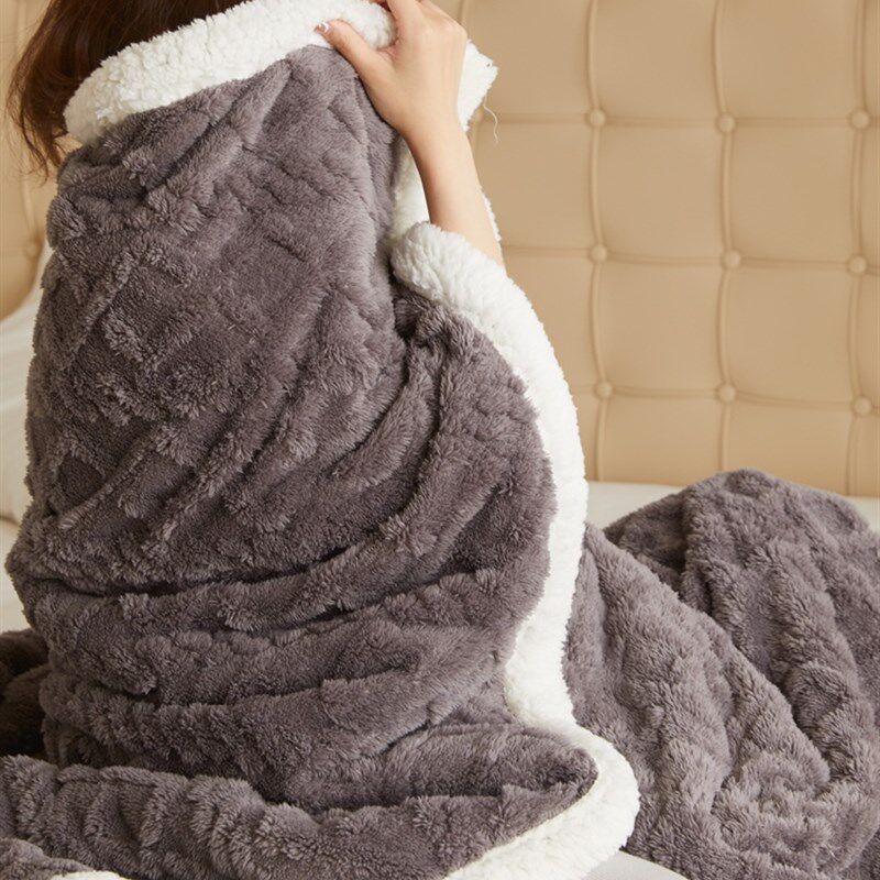 冬季加厚保暖珊瑚羊羔绒毛毯法兰绒毯F单人小被子披肩毯子春秋盖