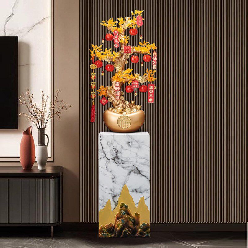 入户玄关发财树电视柜沙发旁边落地摆H件客厅大型轻奢乔迁开业礼