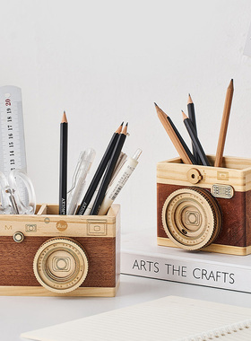 创意复古照相机笔筒收纳盒大容量办公学生桌面Q工艺品摆饰装饰送