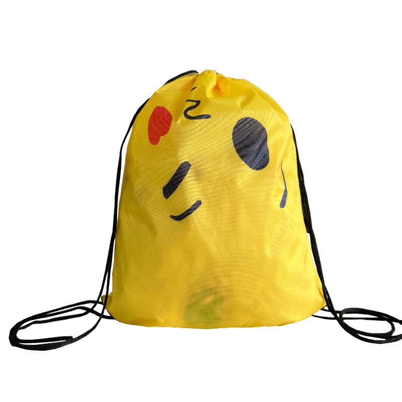 现货创意个性可爱m表情包双肩抽绳袋涤纶束口袋收纳袋背包袋