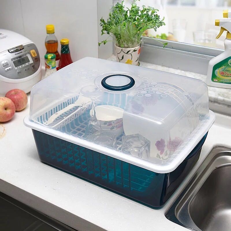 厨房碗柜装碗筷收纳盒箱家用沥水碗架带I盖放碗碟碗盘置物架防蟑