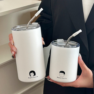 保温杯女20e24新款 冰霸杯 水杯家用咖啡杯办公吸管杯情侣学生夏季