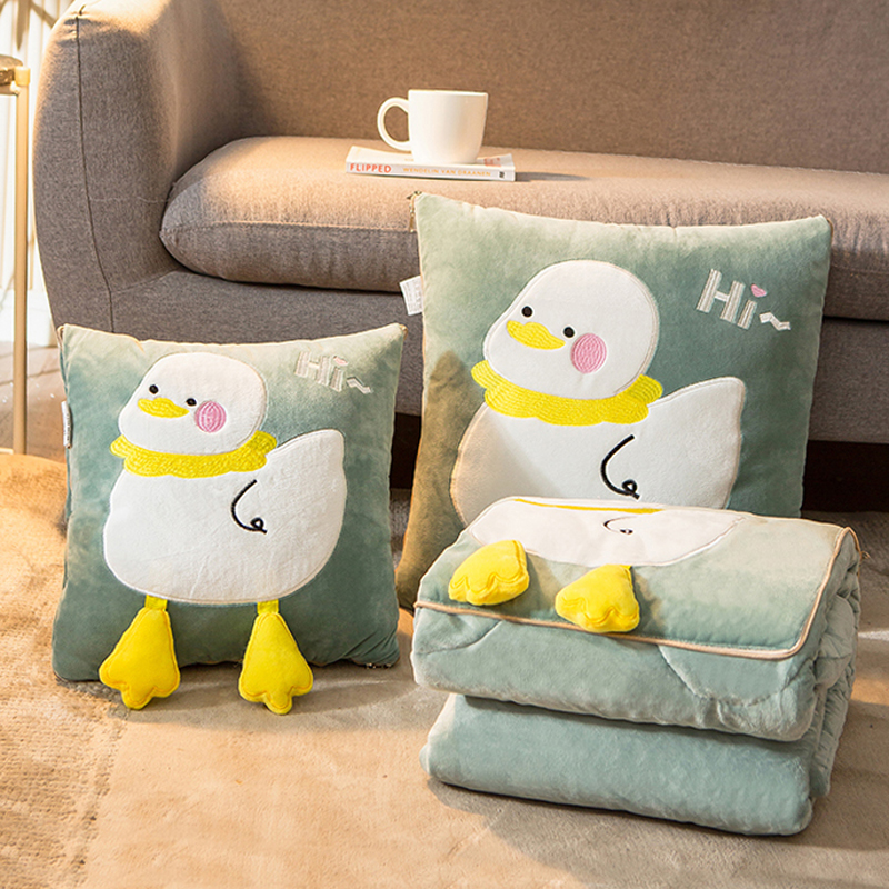 冬季加厚保c暖珊瑚绒抱枕被子两用二合一汽车上靠枕办公室午睡枕