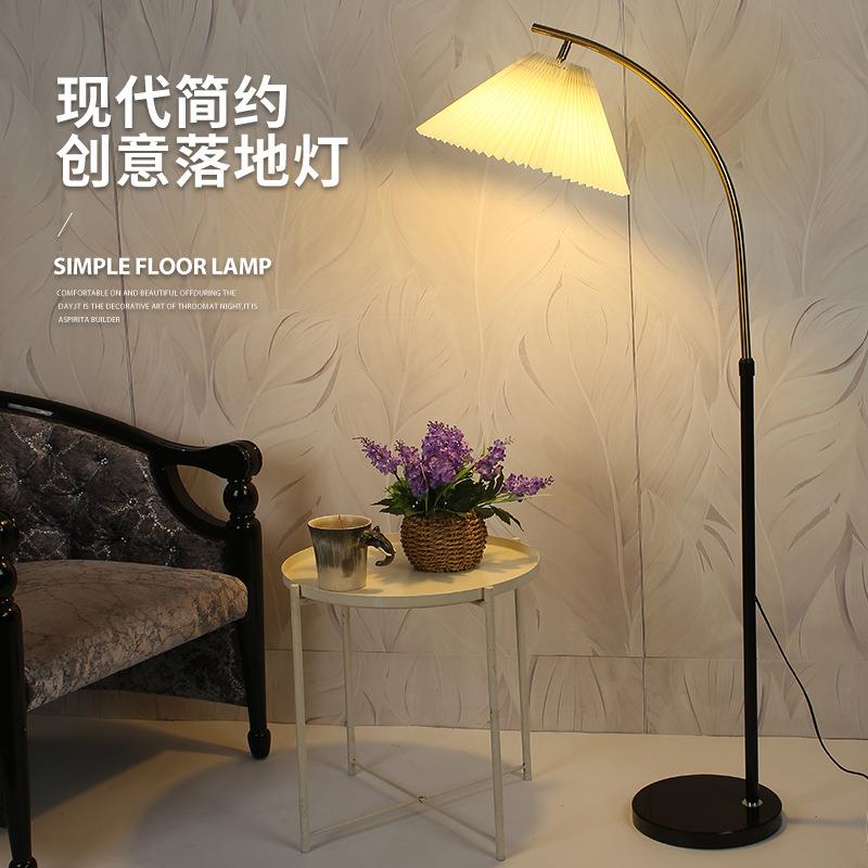 法式复古奶油LED落地灯客厅卧室床头立式台灯百褶氛围灯床头灯