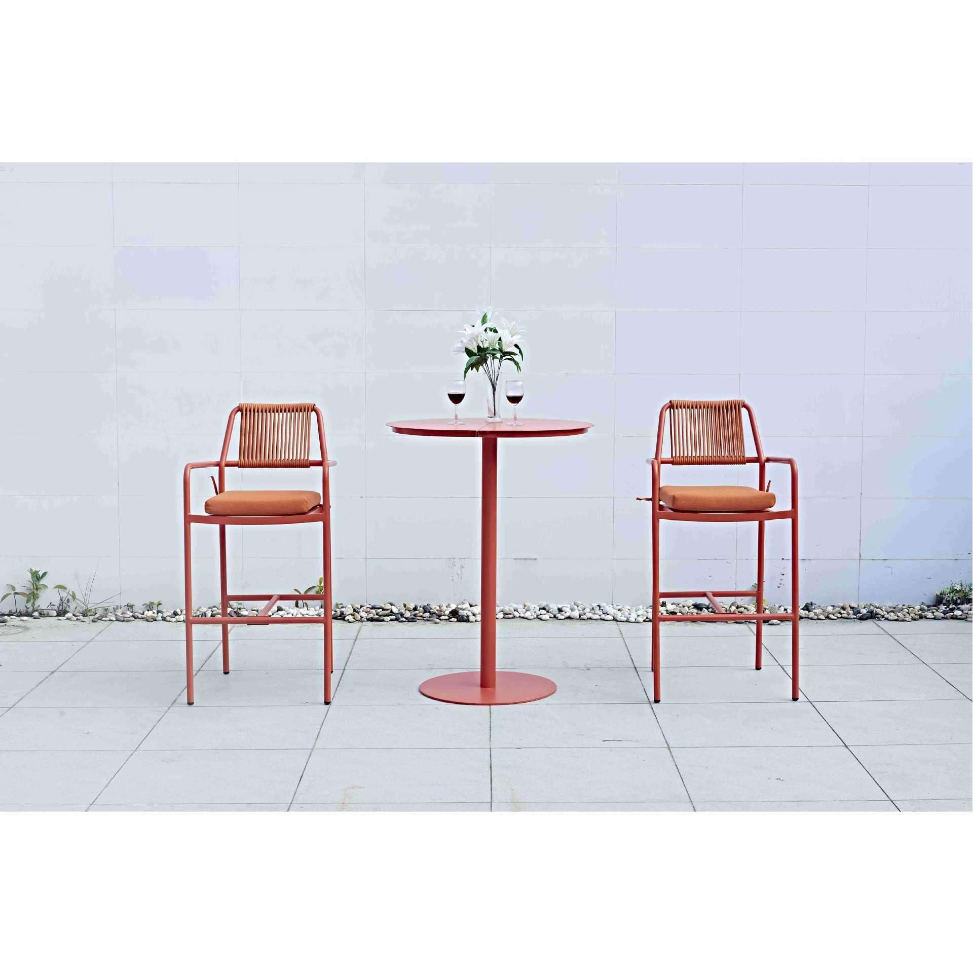 户外铝合金编绳吧椅 别墅庭院户外家具户外沙发户外花园吧椅套装