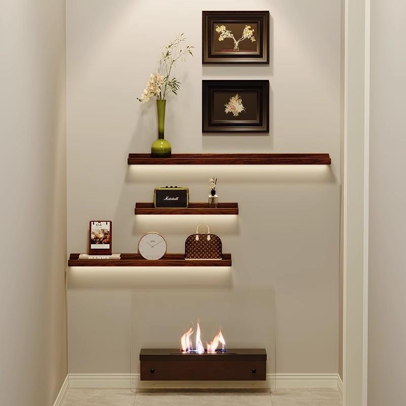 带灯走道墙上悬空置物架一字搁板架展示架客厅墙面装饰架子悬挂架
