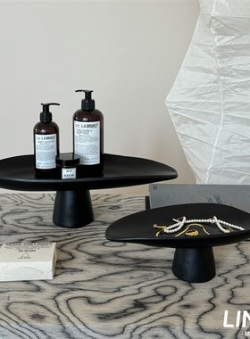 林与/意式简约餐桌高脚果盘摆件软装售楼处家居客厅茶几收纳托盘