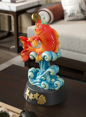 现货速发新中式锦鲤办公室桌面摆件轻奢家居书柜客厅餐边柜酒柜装