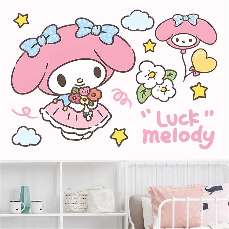卡通美乐蒂墙贴纸Melody动漫贴画儿童房卧室创意防水自粘装饰壁纸