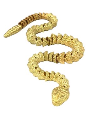 黄铜复古做旧3D立体龙可随意转动响尾蛇立体生肖手把件桌面装饰品