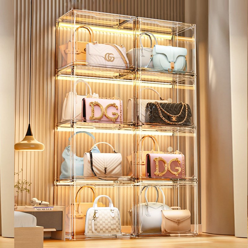 包包收纳盒神器透明柜家用奢侈品防尘展示柜子亚克力存放包置物架