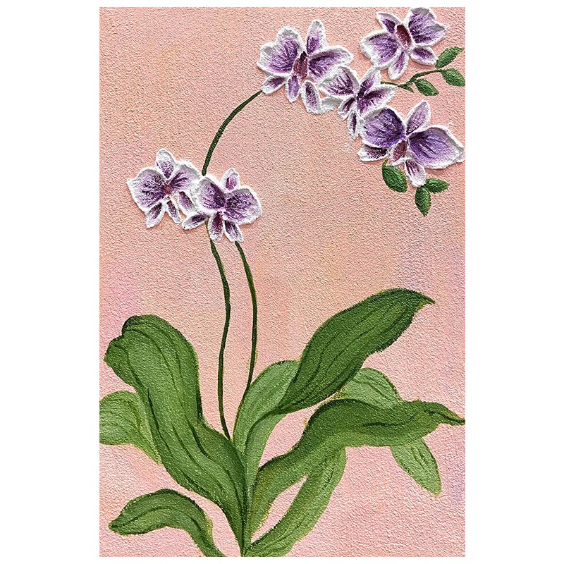 玉兰花高级感粉色砂岩肌理玄关装饰挂画抽象立体花卉客厅手绘油画图片