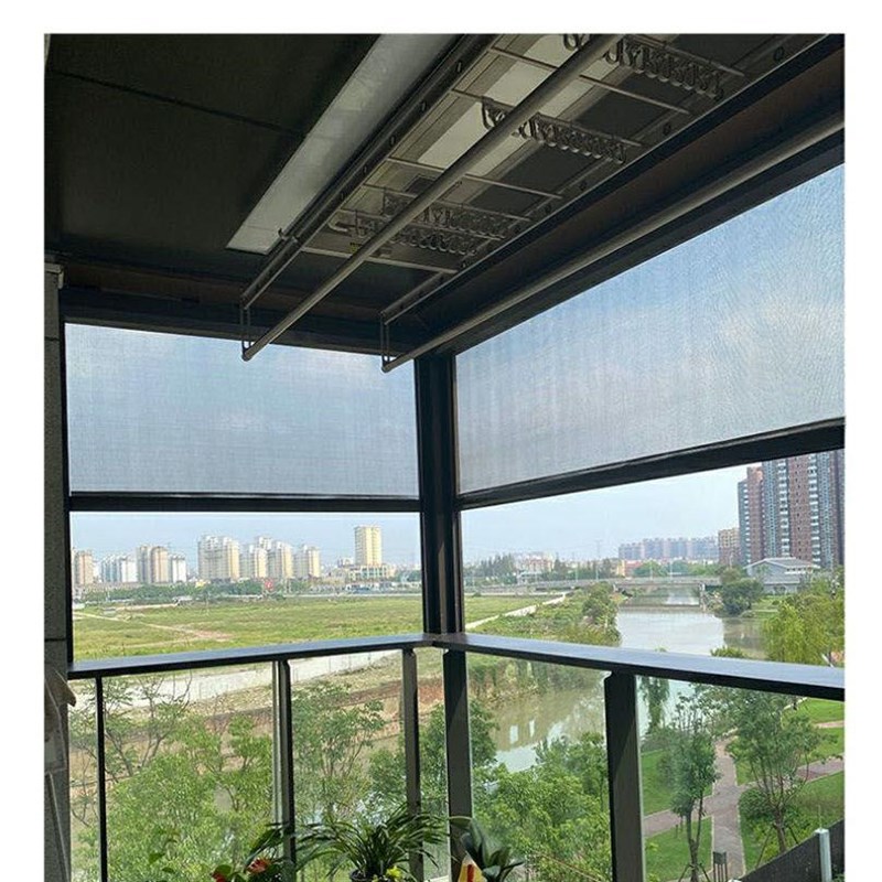 电动防风卷帘户外遮阳隔热防晒升降窗帘室外阳台庭院防雨防蚊门帘