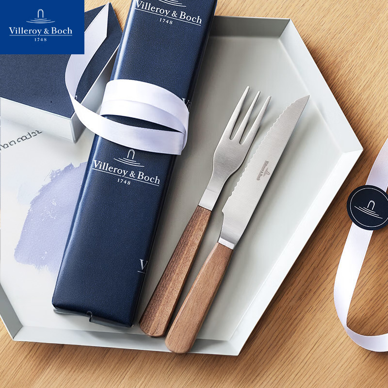 Villeroyboch德国唯宝牛排刀叉西餐刀具胡桃木手柄不锈钢刀叉套装