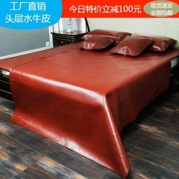 头层水牛皮凉席牛皮席1.8米1.5m床三件套加厚真皮软席子儿童夏季