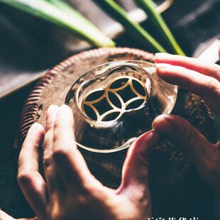不二学古花器花小钱 花留为双钱古币仿鹅卵石造型玻璃花瓶 双晶
