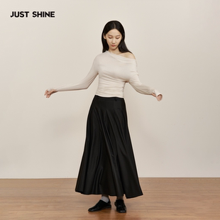 JUST SHINE/时晒高腰大摆半身裙女小众伞裙长款气质显瘦百搭裙