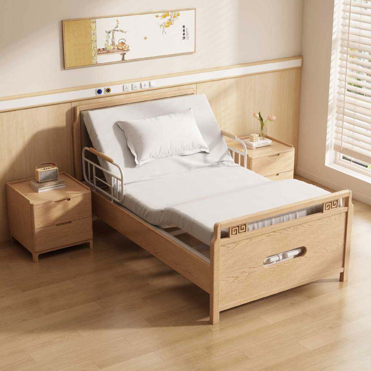 老人助起手摇防护床多功能电动床养老院适老自理床病人专用床家具