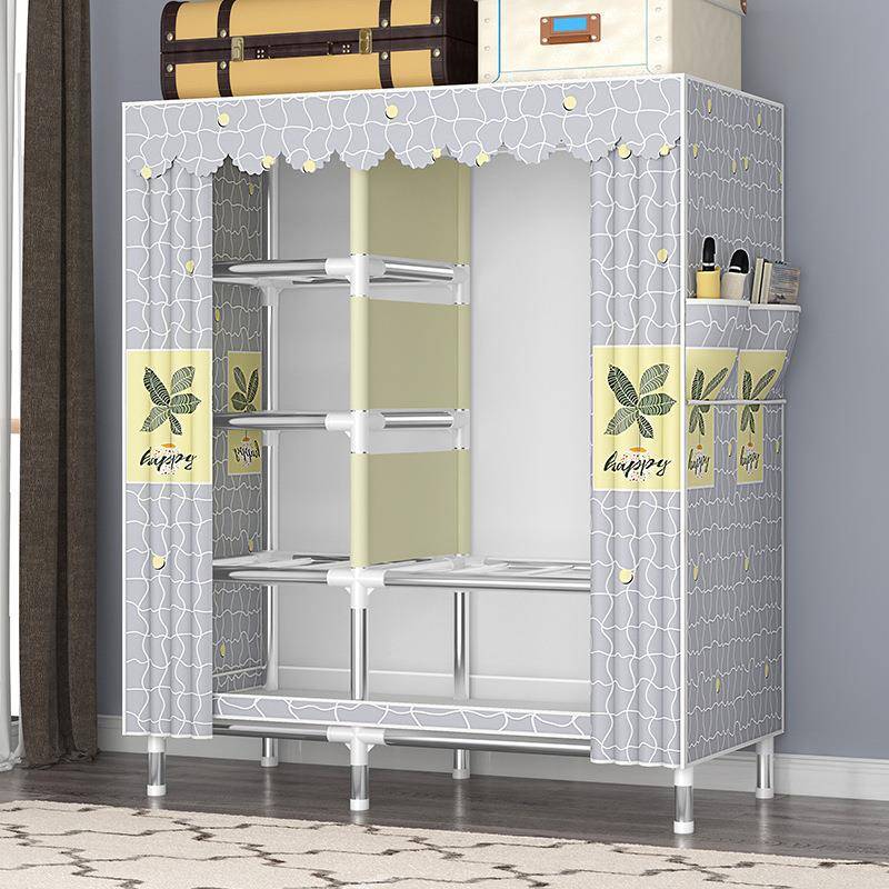 衣柜经济型简易布衣柜家用卧室加粗加厚钢管出租房全钢架收纳柜