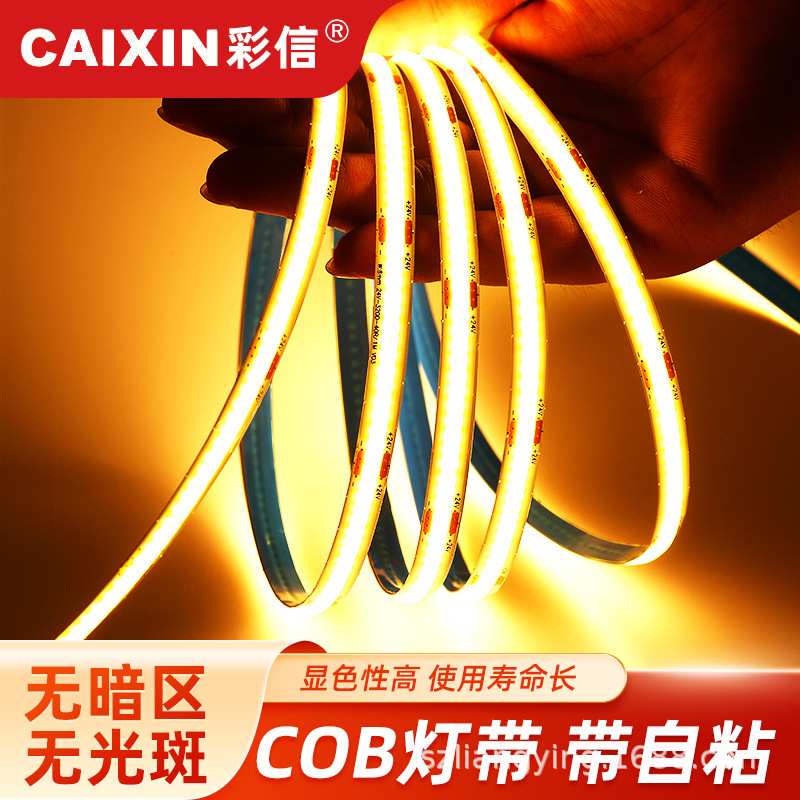 COB灯带12伏24V低压自粘软灯条2835线条柔性幻彩led双色流水灯带