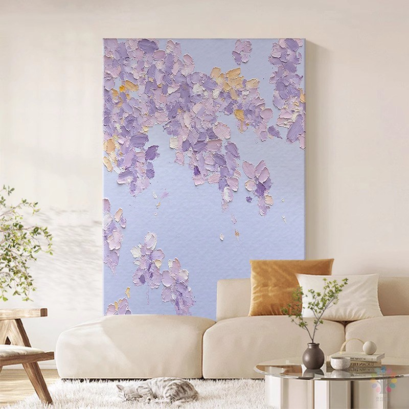 纯手绘油画抽象色块客厅装饰画奶油风玄关沙发背景墙丙烯肌理挂画图片