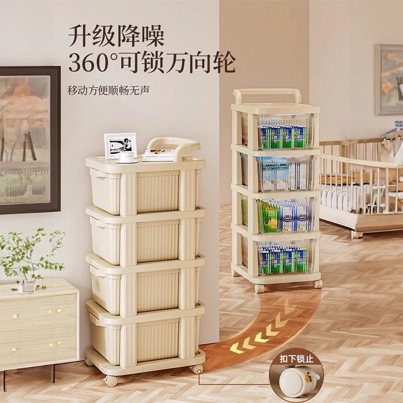 抽屉式家用桌下零食玩具储物柜收纳柜移动分层小推车免安装置物架
