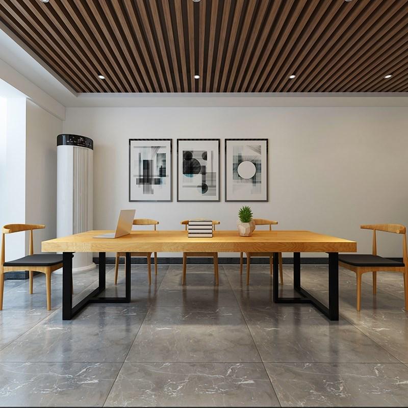 LOFT工业风办公家具大型实木办公桌会议桌长桌简约现代会议室桌椅