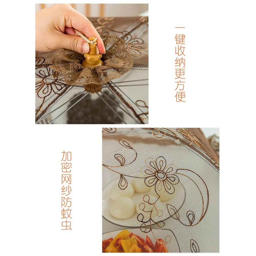 饭菜罩子桌盖菜罩可折叠餐桌罩食物防苍蝇双骨圆形家用遮菜包邮