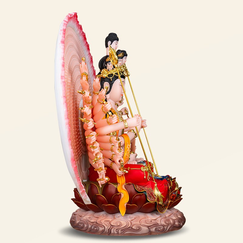 汉白玉千手观音家用供奉观世音菩萨佛堂南海观音佛像客厅寺庙摆件