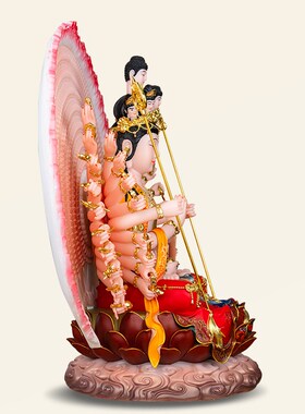 汉白玉千手观音家用供奉观世音菩萨佛堂南海观音佛像客厅寺庙摆件