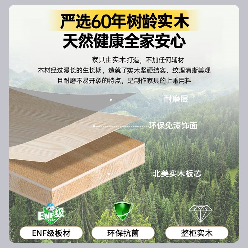 定制ENF级中古风转角床头柜衣柜一体家用卧室小户型简易单门储物