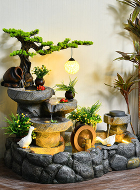 假山喷泉流水摆件循环水池阳台室内水景造景户外布置别墅庭院鱼池