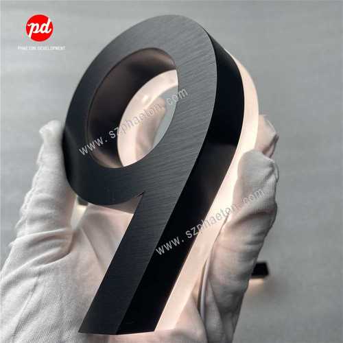 LED拉丝不锈钢电镀黑钛背光数字号码门牌 亚克力底金属发光招牌