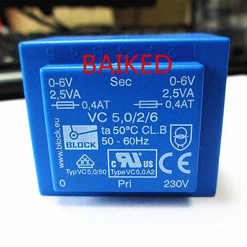 VC5.0/2/6 2.5VA 230V 0.4AT PCB变压器 德国BLOCK VC 5.0/2/6