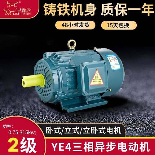 2极YE4三相异步电动机0.75千瓦-315千瓦全铜马达电机380V交流电机