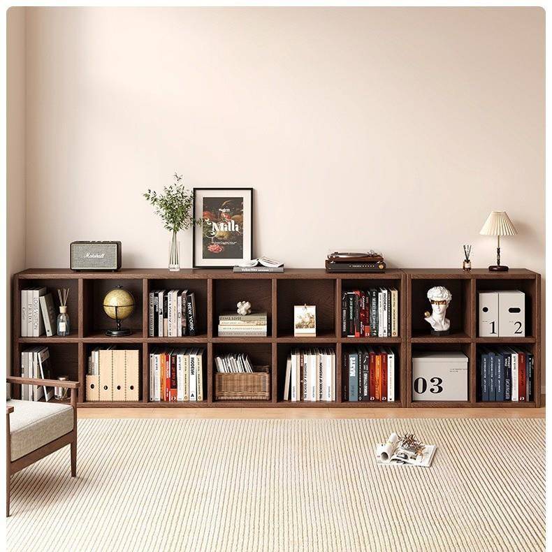 【折扣价】全实木书架置物架落地靠墙组合格子柜客厅松木储物收纳