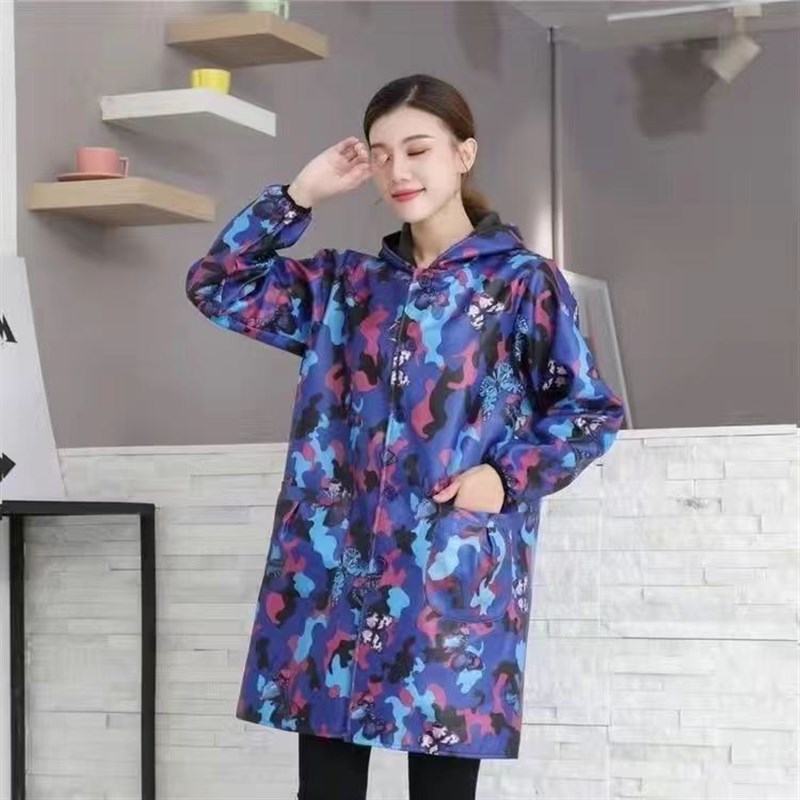 围裙加绒加厚罩衣大人家用厨房防A水防油长袖时尚女外套工作服冬